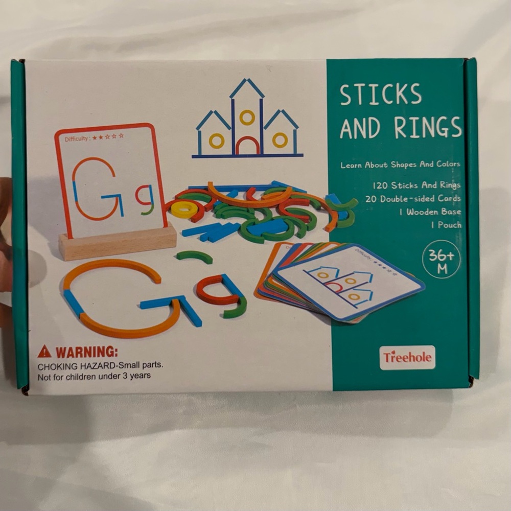 NWT Sticks and Rings Wooden Shapes Colors Educational Toy Set - Picture 7 of 16